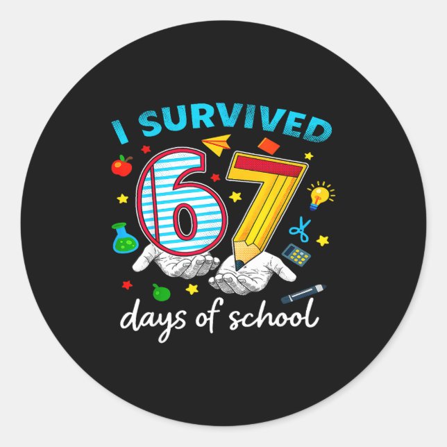 Adesivo I Survived 67th Day Of School Six Seven Kids  (Frente)