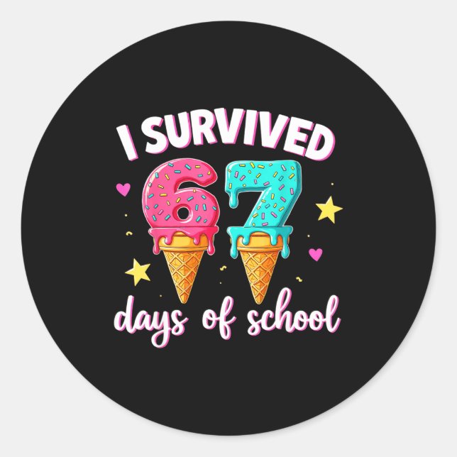 Adesivo I Survived 67th Days School Drip Ice Cream Funny 6 (Frente)