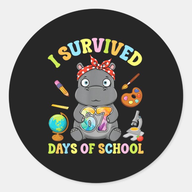 Adesivo I Survived Six Seven Days Of School Cute Hip Stude (Frente)