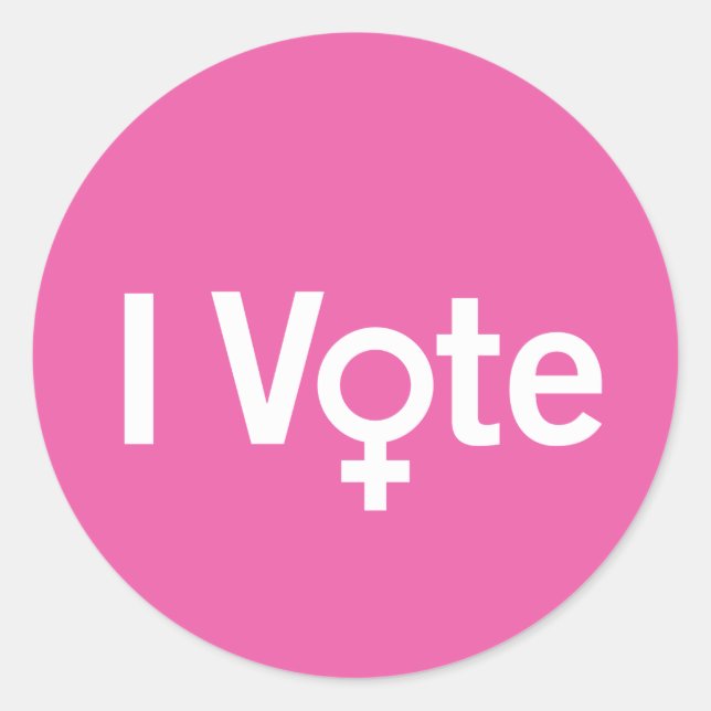 Adesivo I Vote Sticker - Branco a Rosa (Personalizável) (Frente)
