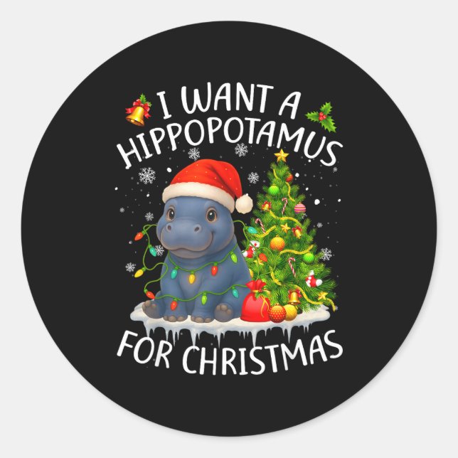 Adesivo I Want A Hiptamus Christmas Xmas Hip Lover Women G (Frente)