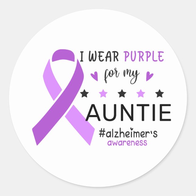 Adesivo I Wear Purple For My Auntie Alzheimer Awareness (Frente)