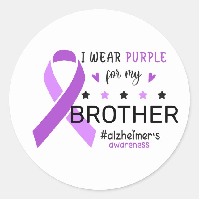 Adesivo I Wear Purple For My Brother Alzheimer Awareness (Frente)
