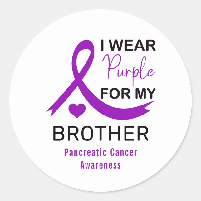 Adesivo I Wear Purple For My Brother Pancreatic Cancer (Frente)