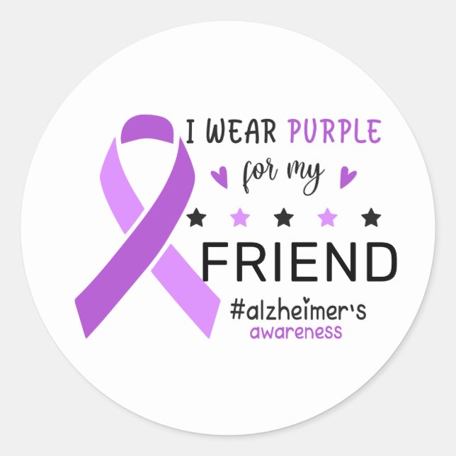 Adesivo I Wear Purple For My Friend Alzheimer Awareness (Frente)