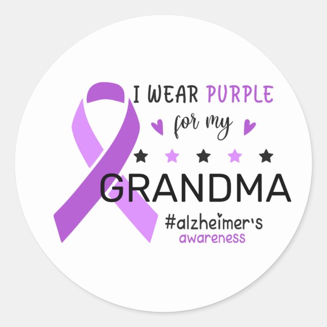 Adesivo I Wear Purple For My Grandma Alzheimer Awareness (Frente)