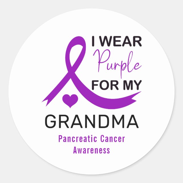 Adesivo I Wear Purple For My Grandma Pancreatic Cancer (Frente)