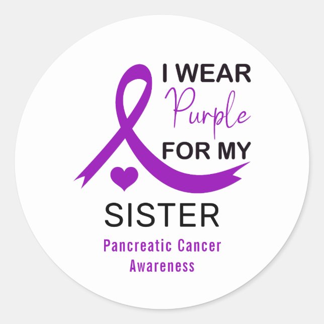 Adesivo I Wear Purple For My Sister Pancreatic Cancer (Frente)