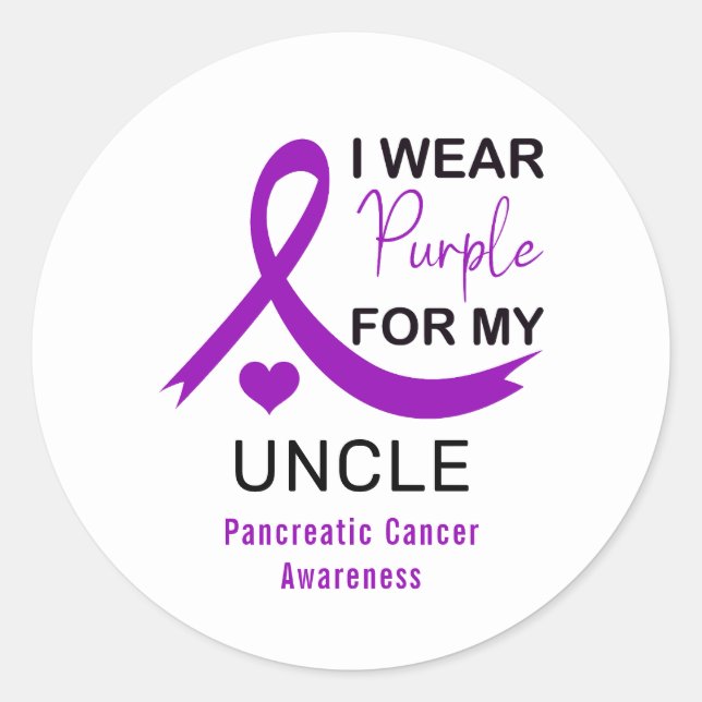 Adesivo I Wear Purple For My Uncle Pancreatic Cancer (Frente)