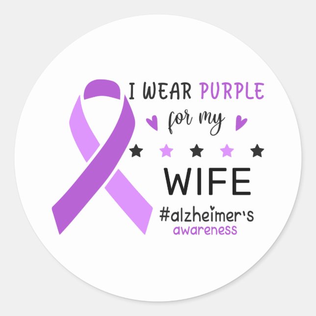Adesivo I Wear Purple For My Wife Alzheimer Awareness (Frente)