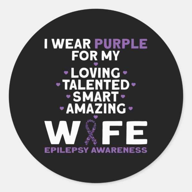 Adesivo I Wear Purple For My Wife Epilepsy Awareness  (Frente)