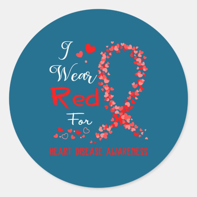 Adesivo I Wear Red For Heart Disease Awareness  (Frente)