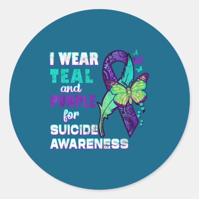 Adesivo I Wear Teal Purple For Suicide Awareness You Women (Frente)