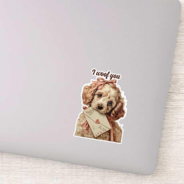 Adesivo I woof you Vintage Pup Valentine's Day (Detalhe)