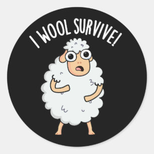 Adesivo I Wool Sobrevive a Ovelhas Engraçadas Escuras BG
