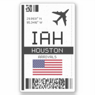 Adesivo IAH Houston Boembarque Pass - Texas Viagem