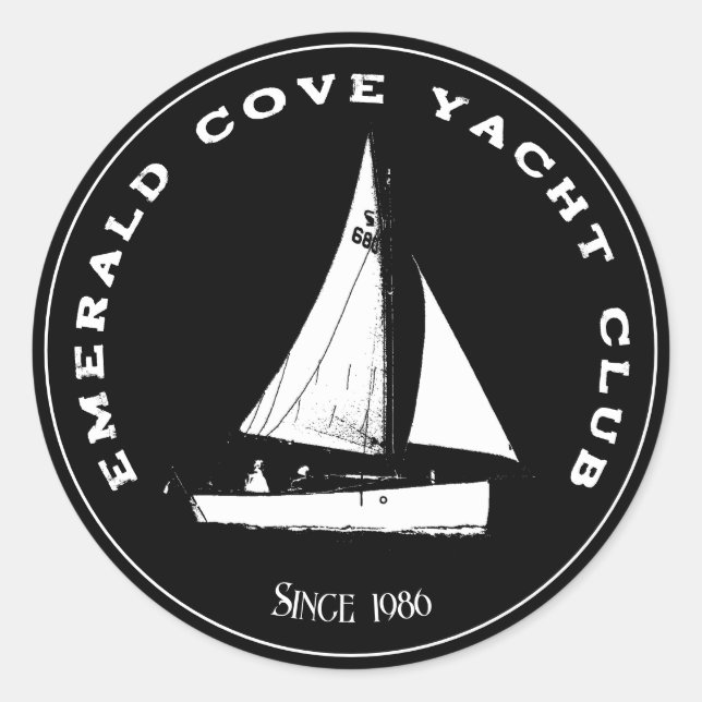 Adesivo Iate clube personalizado. Navio à vela personaliza (Frente)