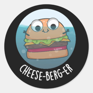 Adesivo Ice-berg-er Funny Cheeseburger Pun Dark BG