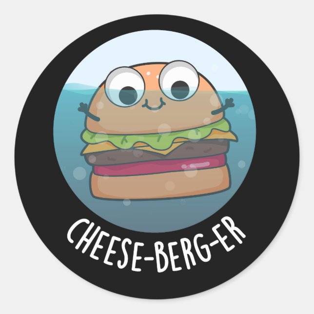 Adesivo Ice-berg-er Funny Cheeseburger Pun Dark BG (Frente)
