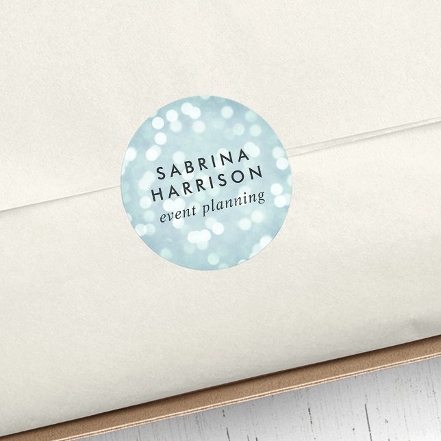 Adesivo Ice Blue Bokeh | Personalizado/Nome da empresa (Criador carregado)