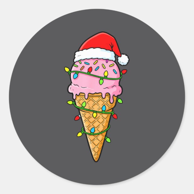 Adesivo Ice Cream Cone Christmas Lights Santa Hat Food Xma (Frente)