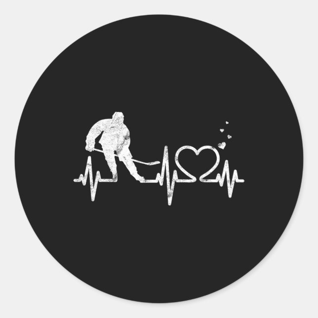 Adesivo Ice Hockey Heart Valentines Heartbeat Boys Girl Go (Frente)