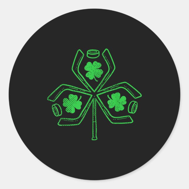 Adesivo Ice Hockey Shamrock Clover St Patricks Day Player  (Frente)