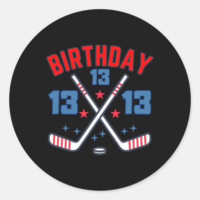 Adesivo Ice Hockey Thirteen Birthday Boy 13th Party Boys A (Frente)