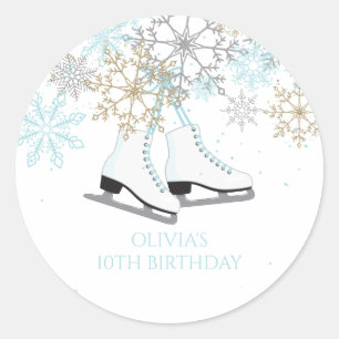 Adesivo Ice Skating Snowflakes azul e ouro