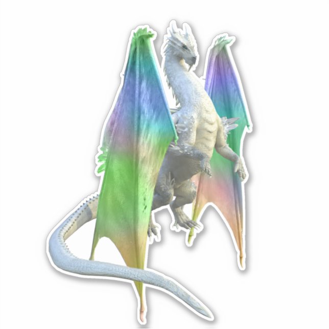 Adesivo Ice White Dragon Rainbow Wings Fantasy (Frente)