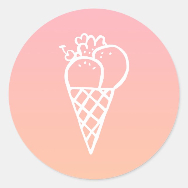 Adesivo Icecream Kawaii Doodle Pastel Pink Party Favor (Frente)