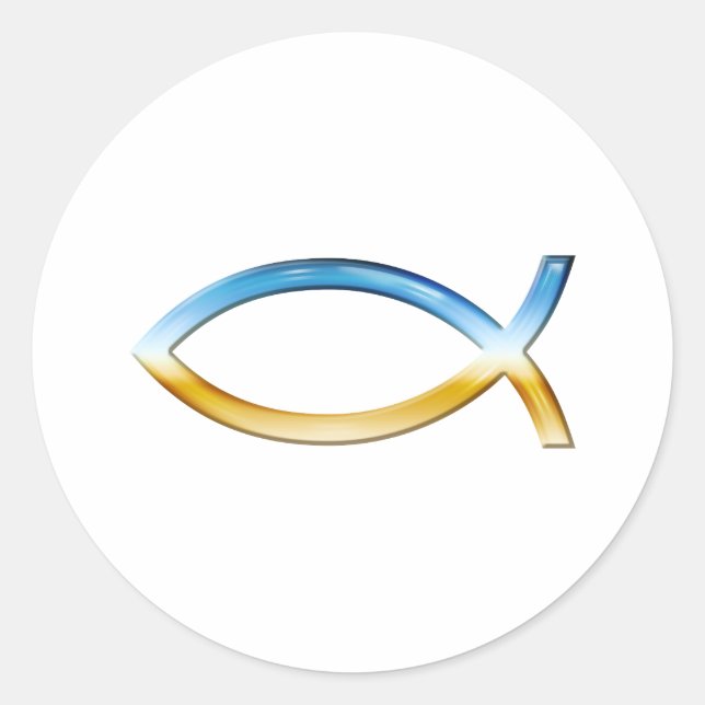 Adesivo Ichthus - Christian Fish Symbol Sky & Ground (Frente)