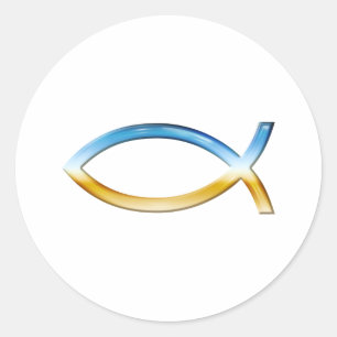 Adesivo Ichthus - Christian Fish Symbol Sky & Ground