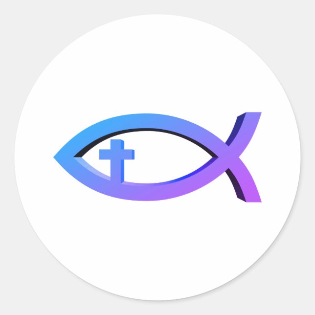 Adesivo Ichthus | Símbolo de Peixe Cristão com Clas de Cru (Frente)