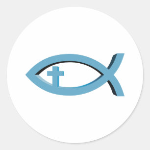 Adesivo Ichthus Símbolo de peixe cristão com crucifixo
