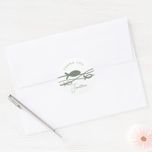 Adesivo Ichthys Waves Conjunto de Batismo Verde - Obrigado (Envelope)