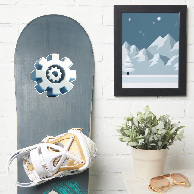 Adesivo Ícone da engrenagem moderna (Prancha de snowboard)