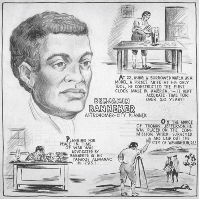 Adesivo Ícone da História Negra: Benjamin Banneker, Cienti (Frente)
