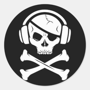 Adesivo Ícone da pirataria anti-RIAA do pirata da música