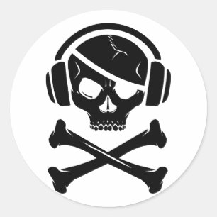 Adesivo Ícone da pirataria anti-RIAA do pirata da música