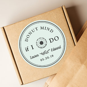 Adesivo Ícone de Donut Favor de Casamento Donut Mind If I 