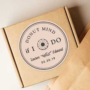 Adesivo Ícone de Donut Favor de Casamento Donut Mind If I 