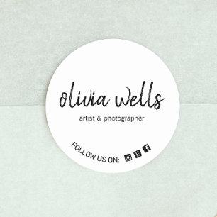 Adesivo Ícone de Fonte Social de Script Manuscrito Simple