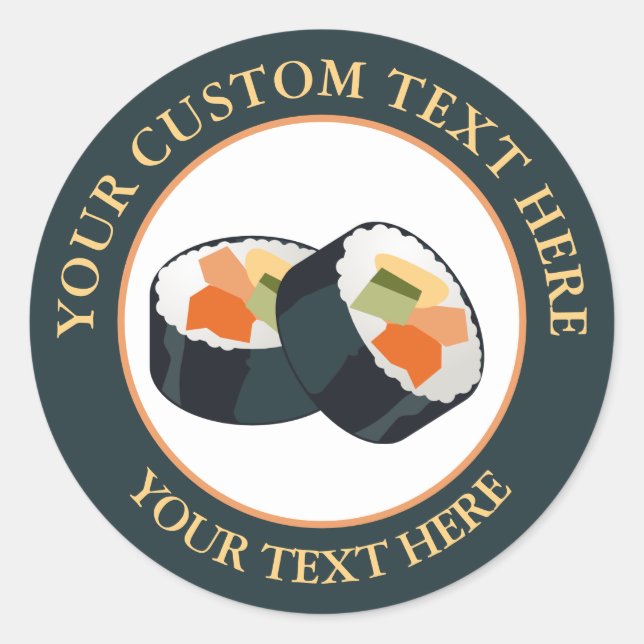 Adesivo Ícone de Logotipo de Texto Personalizado Sushi 1 1 (Frente)
