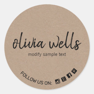 Adesivo Ícone de Mídia Social do Kraft Script Font