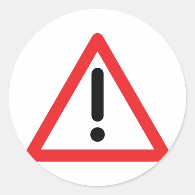Adesivo ícone de tráfego de ponto de exclamação (Frente)