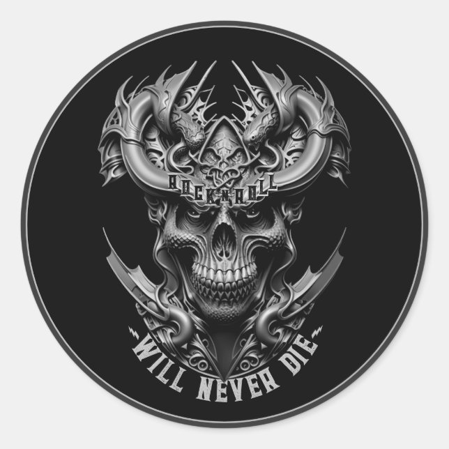 Adesivo Ícone do Poder do Rock Caveira de Heavy Metal Espí (Frente)
