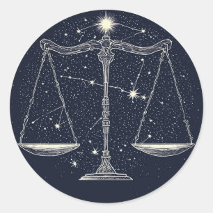 Adesivo Ícone do Signo Zodíaco de Libra com Escalas Equili