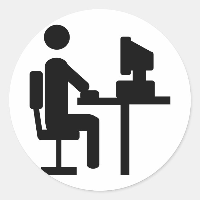 Adesivo ícone do trabalhador no escritório (Frente)