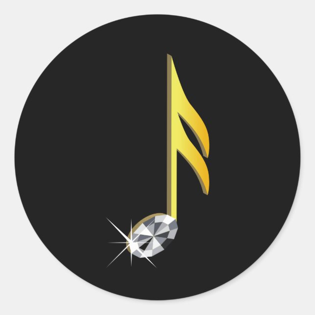 Adesivo Ícone Dourado de uma Nota Musical 1/16 (Frente)